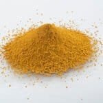 Yellow iron oxide pigment powder for industrial use.